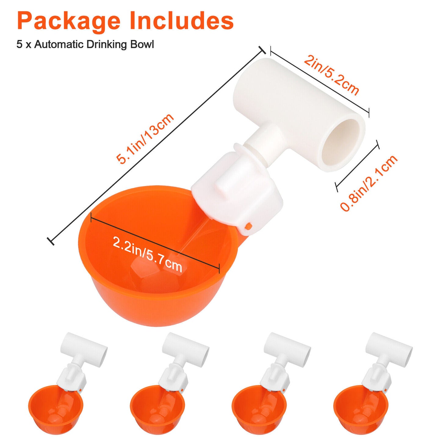 5PCS Chicken Automatic Watering Cups Poultry Drinker Waterer for Duck Quail Hen