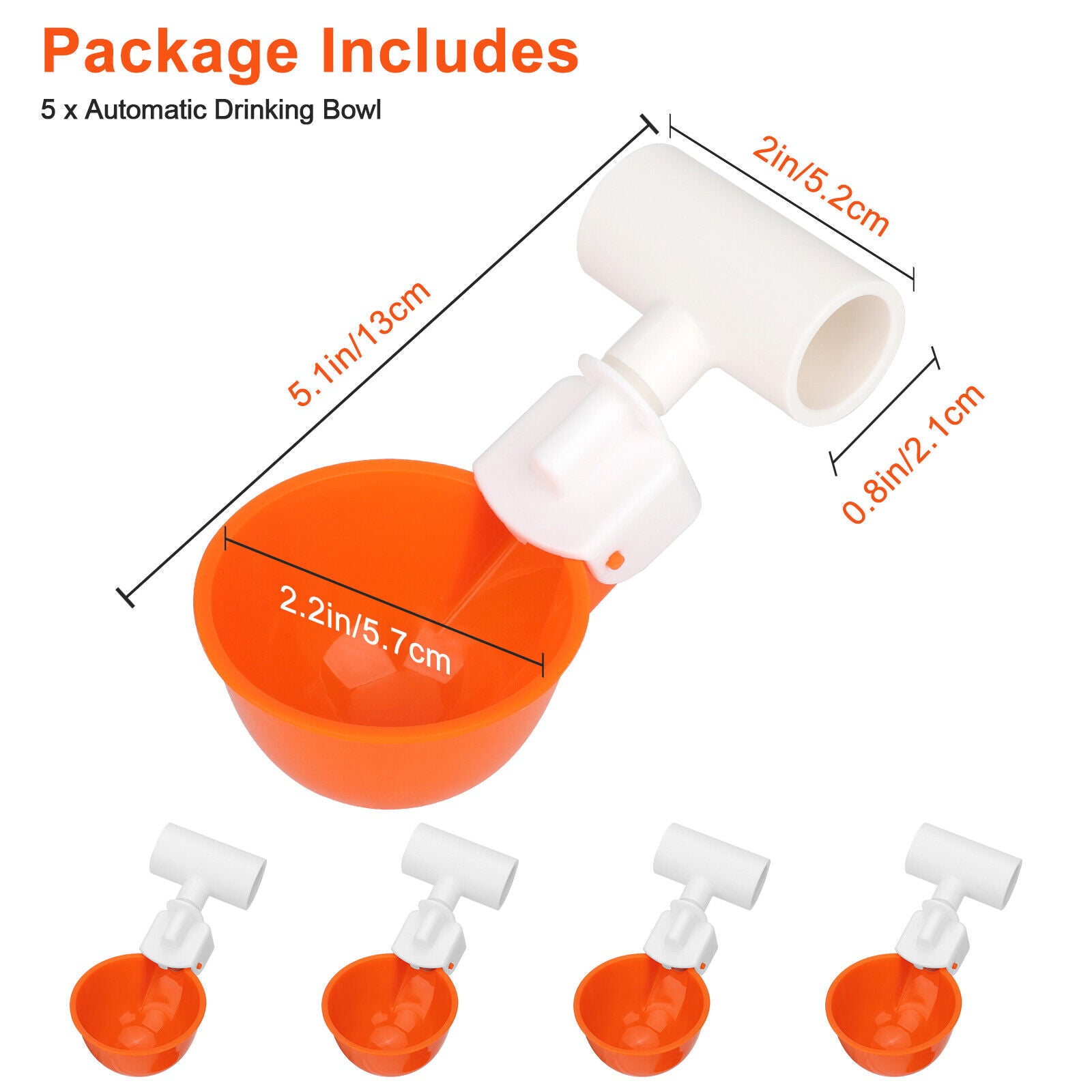 5PCS Chicken Automatic Watering Cups Poultry Drinker Waterer for Duck Quail Hen