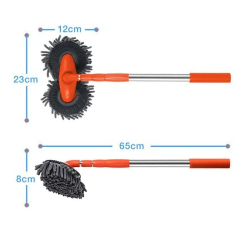 360° Rotation Head Microfiber Car Wash Brush Cleaning Mop Auto Truck Long Handle