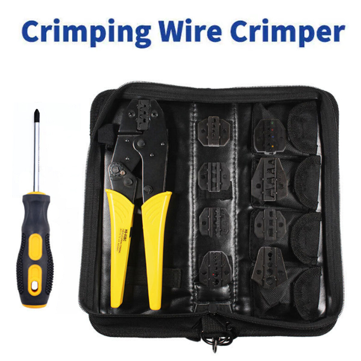 Ratcheting Crimping Tool Kit Cord End Terminals Wire Crimper Pliers 8Dies W/Case