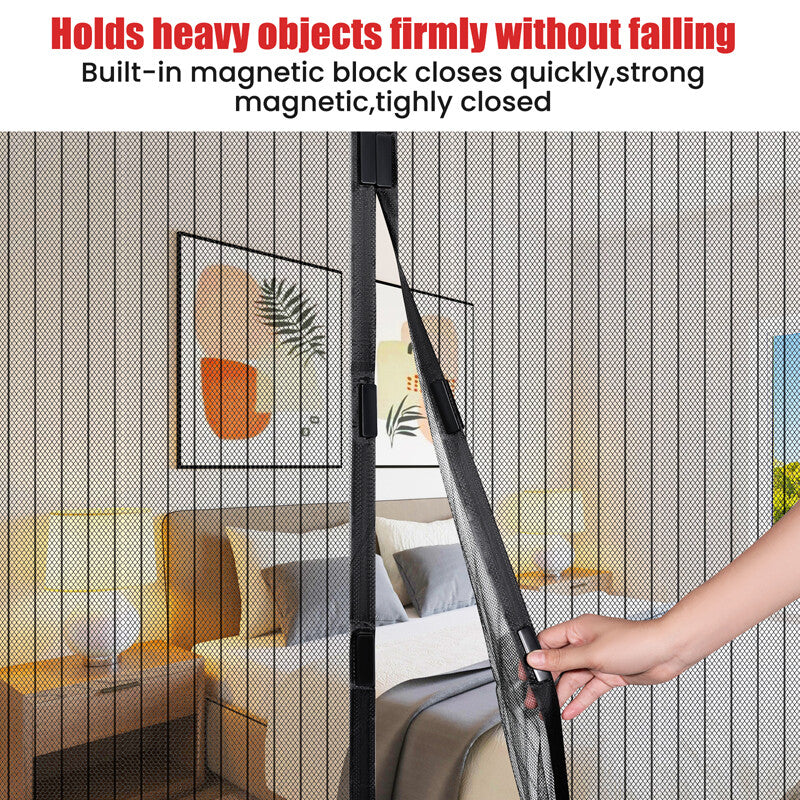 Magnetic Screen Door Mesh Curtain Heavy Duty Mosquito Net Bug Hands Free Closer