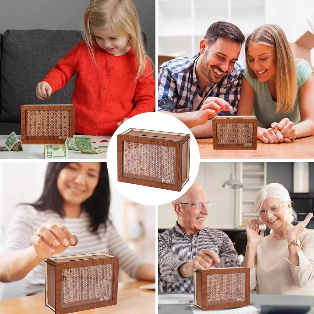  Wooden Savings Box Wooden Cash Cash Vault Saver Money Saving Box with Countdown