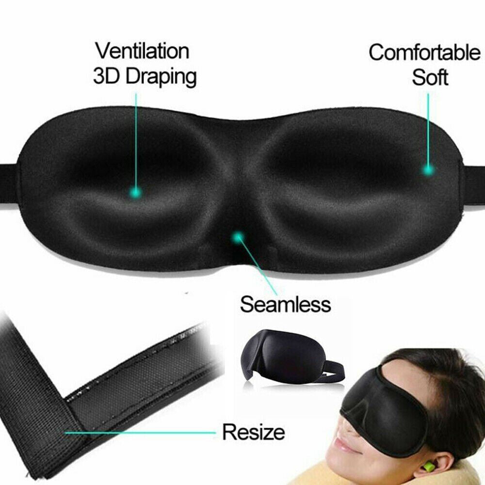 NEW 3D Sleeping Eye Mask for Men Women Soft Pad Blindfold Cover Travel Sleep USA