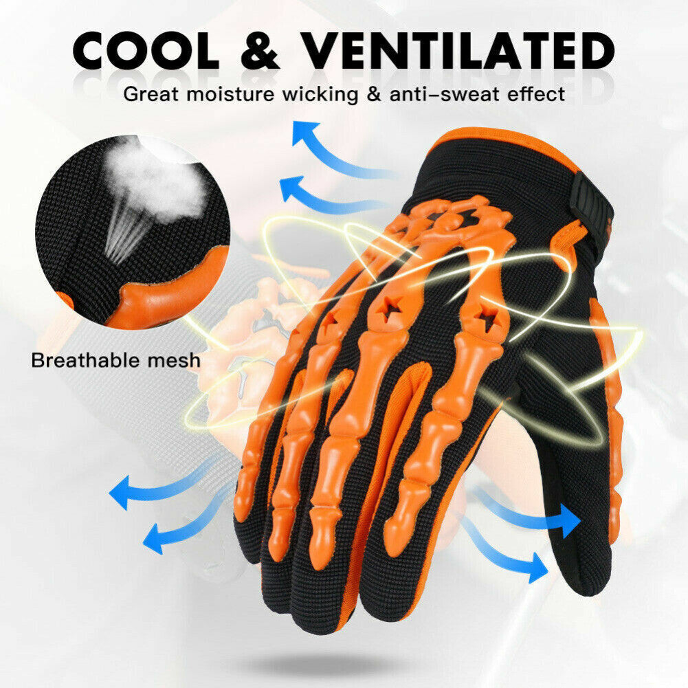 Motorcycle Racing Gloves Sport Cycling Skull Bone Skeleton Full Finger Gloves US