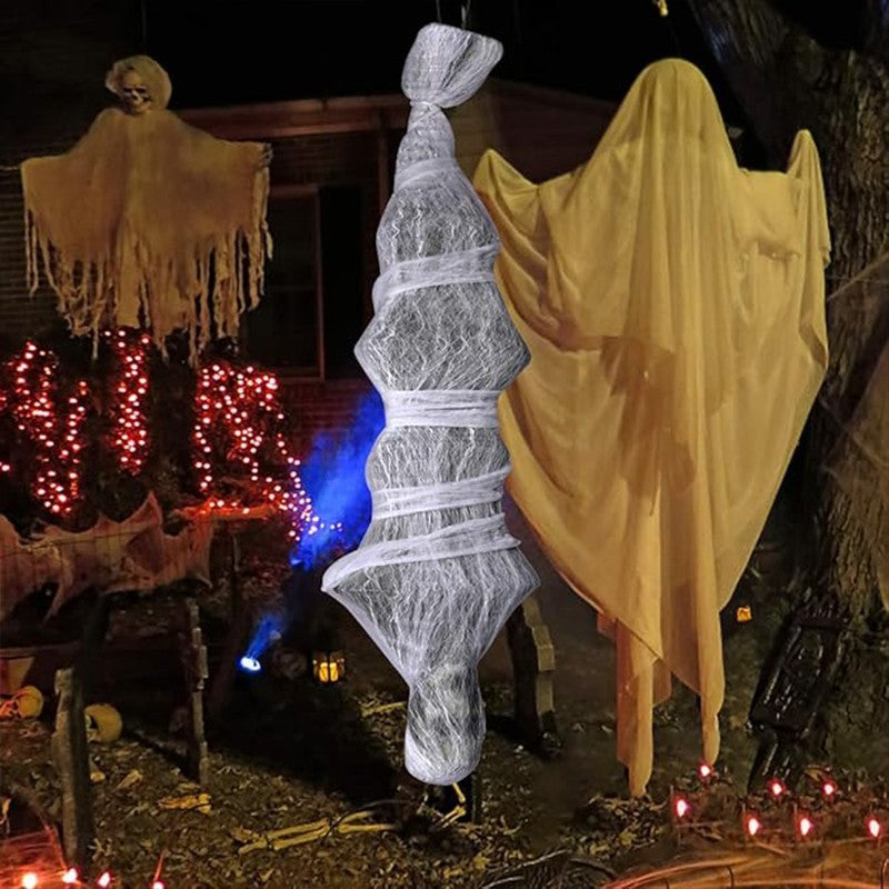 72 Inch Halloween Cocoon Outdoor Decorations, Scary Hanging Cocoon Corpse Props