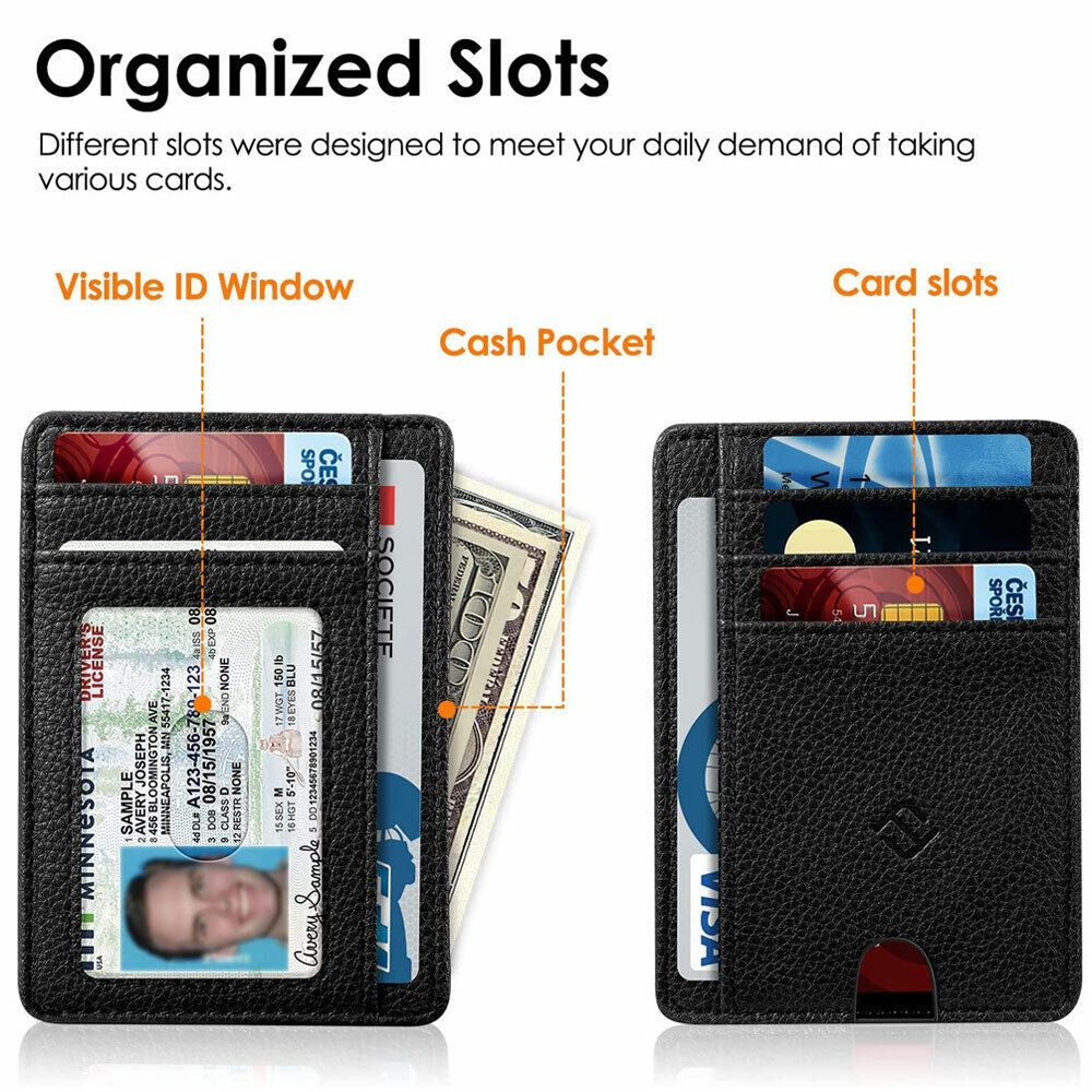 Mens RFID Blocking Leather Slim Wallet Money Credit Card Slots Coin Holder