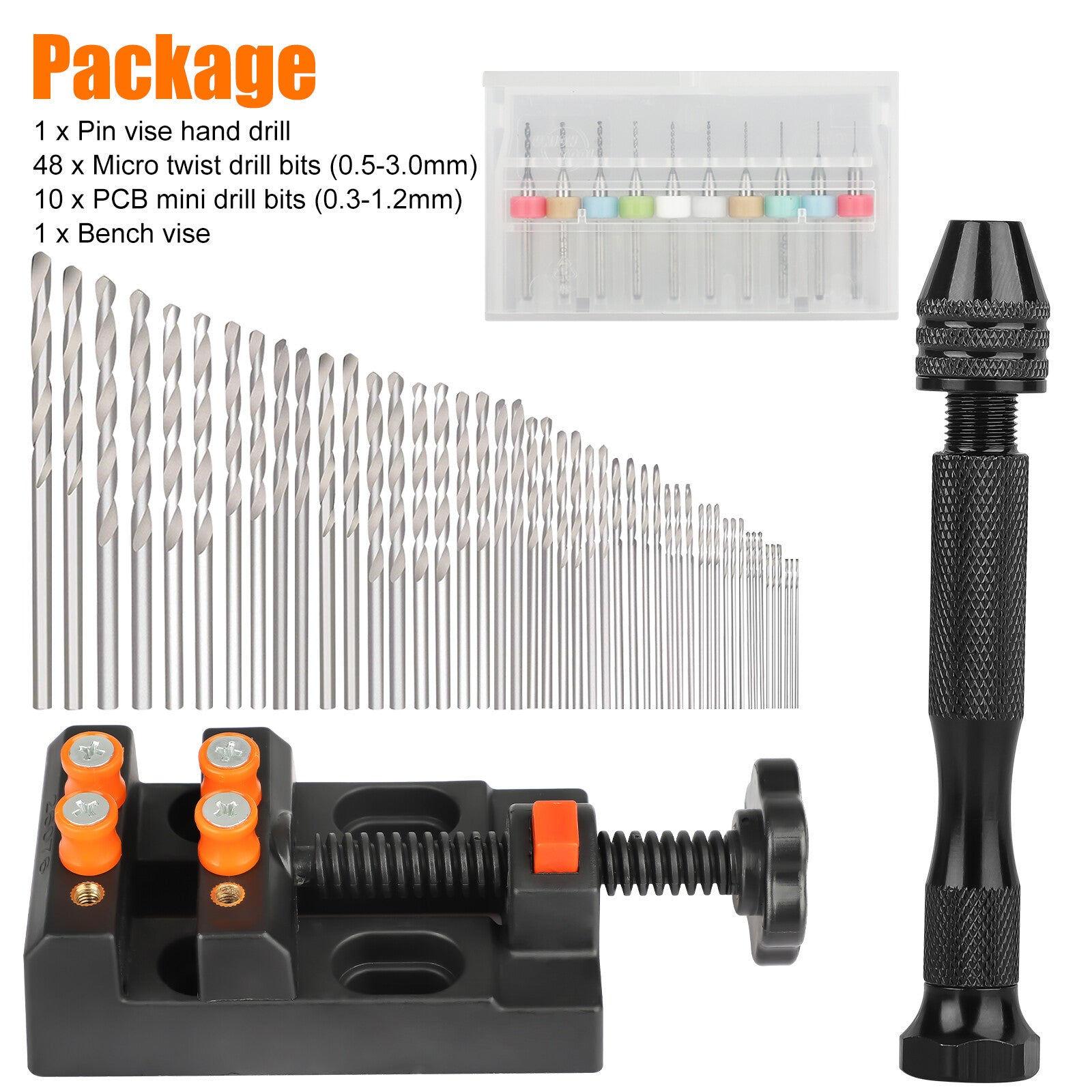 60PCS Mini Hand Drill & Micro Bit Set – Precision Pin Vise for DIY & Crafting