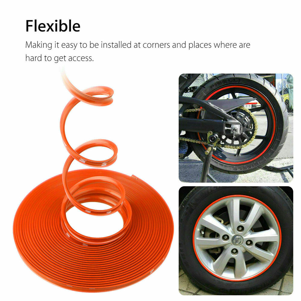 26FT Red Vehicle Car Wheel Hub Rim Trim Guard Protector Rubber Strip Universal