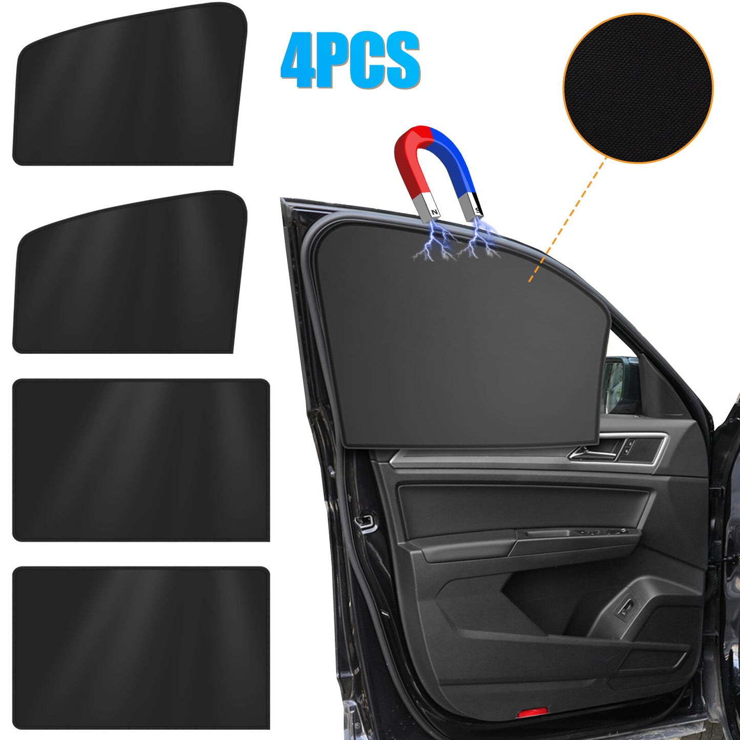 4PCS Magnetic Car Side Window Sun Shade Cover Shield UV Protection Front & Rear