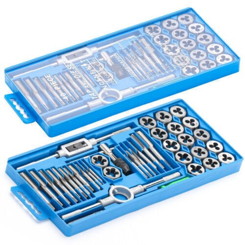 40PCS Metric Tap and Die Set M3–M12 – Thread Repair & Cutting Tool Kit