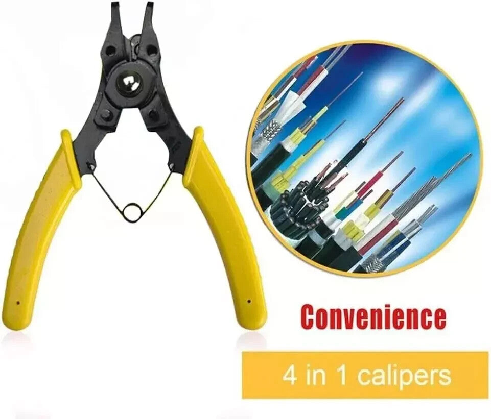 4 PCS Heavy Duty 7" Circlip Plier Snap Ring Plier External Internal Kit W/ Pouch