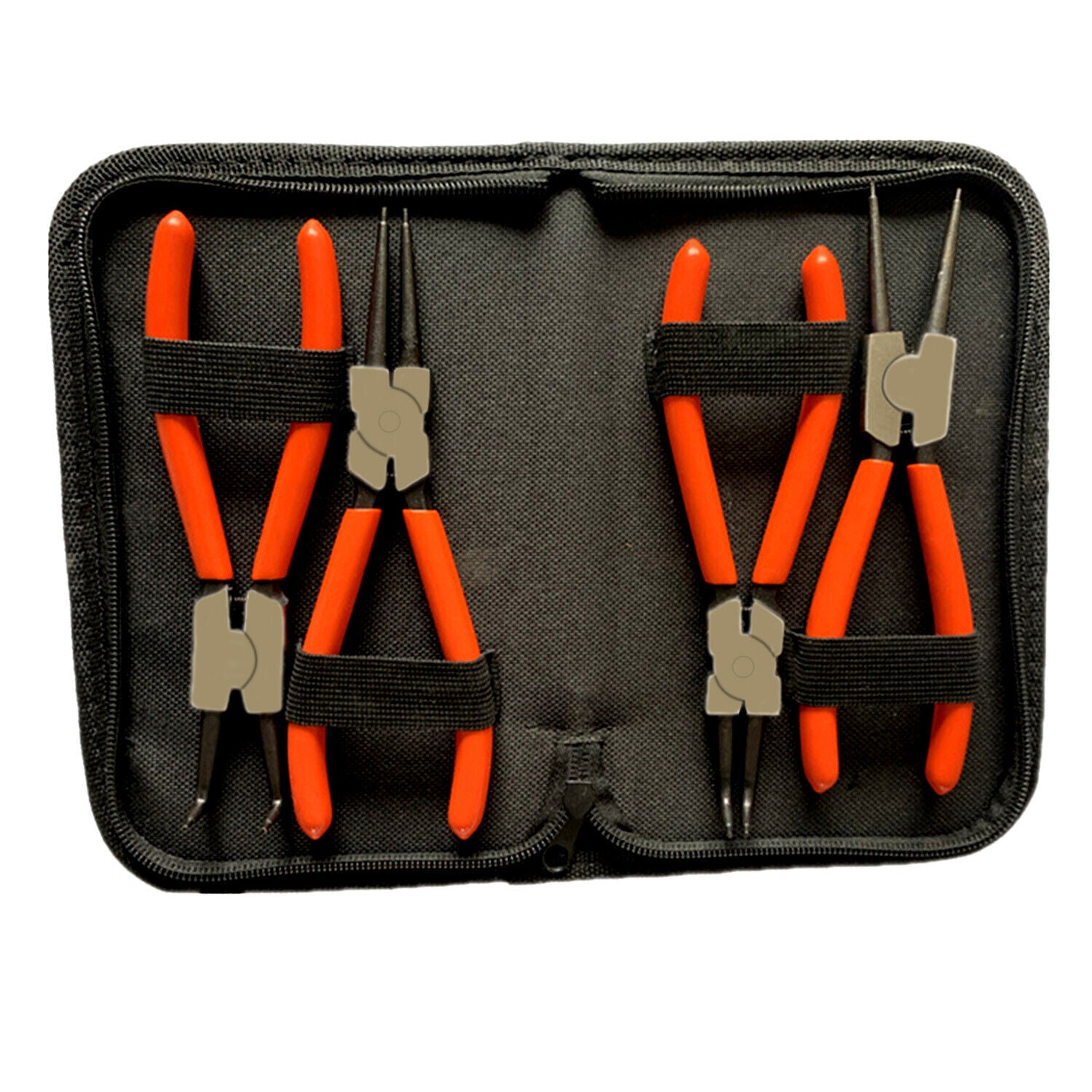 4Pcs Heavy Duty 7" Circlip Plier Snap Ring Plier External Internal Kit W/ Pouch