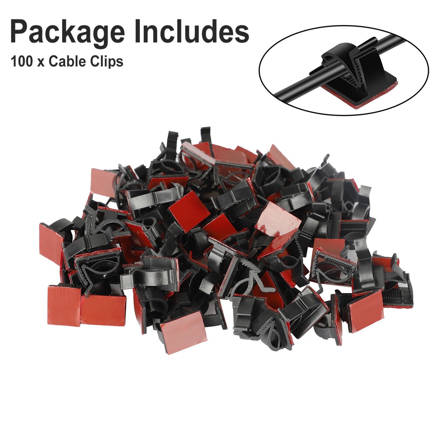 100Pcs Cable Clips Self-Adhesive Cord Wire Holder Management Organizer Clamp