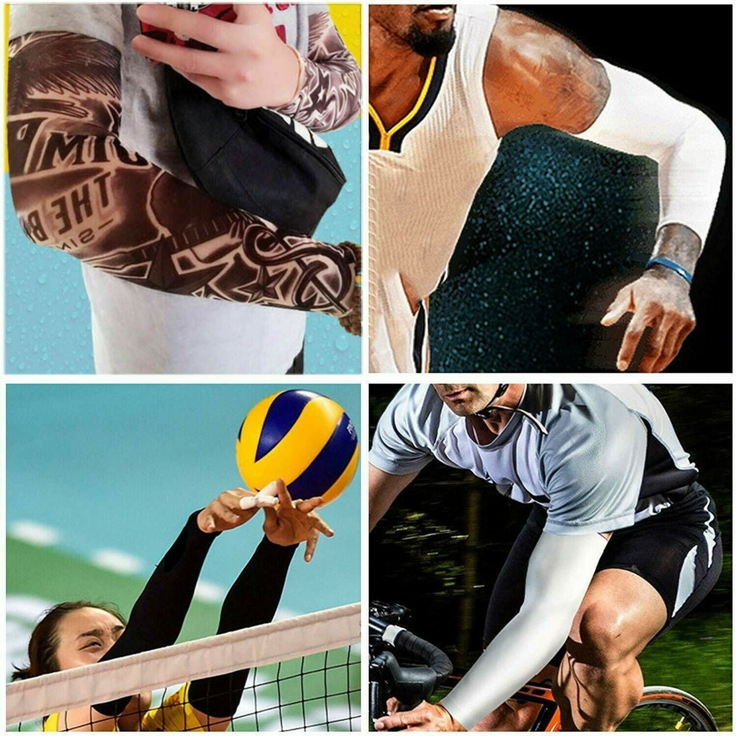 8PC Tattoo Cooling Arm Sleeves Cover Basketball Golf Sport UV Sun Protection