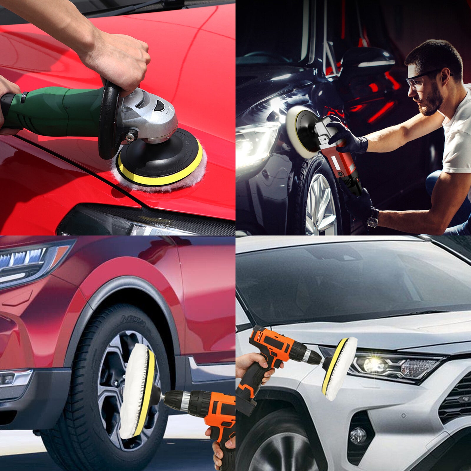 5X 6" Car Polishing Pads Buffing Wool Wheel Mop Kit Bonnet Buffer Pad Polisher
