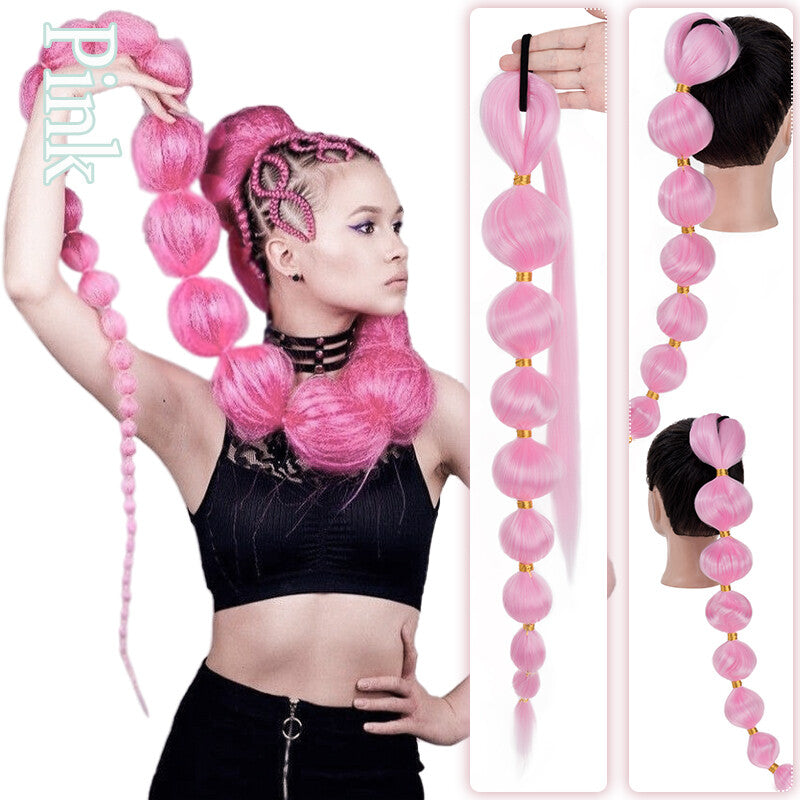 Natural as Human Braids Ponytail Wrap Bubble Thick Braiding Hair Extensions 34In