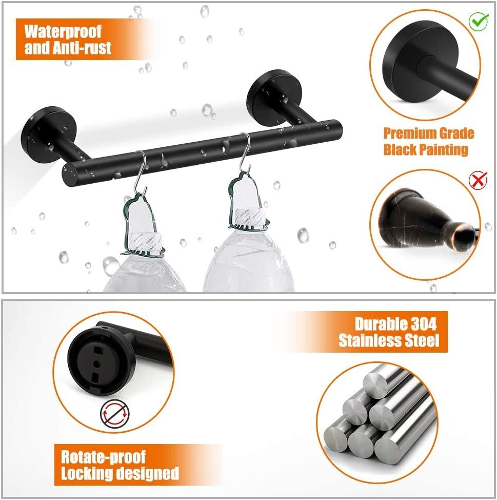 6 PCS Bathroom Hardware Set Matte Towel Bar Stainless Steel Towel Rack Set