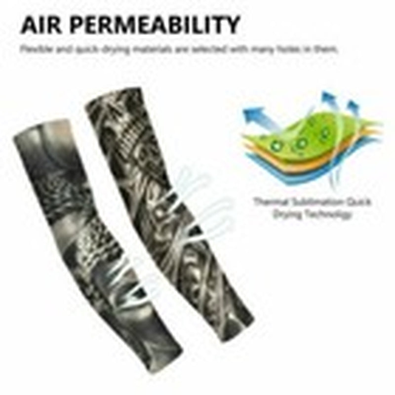 6 Pcs Cooling Arm Sleeves Outdoor Sport UV Sun Protection Arm Cover Tattoo Art