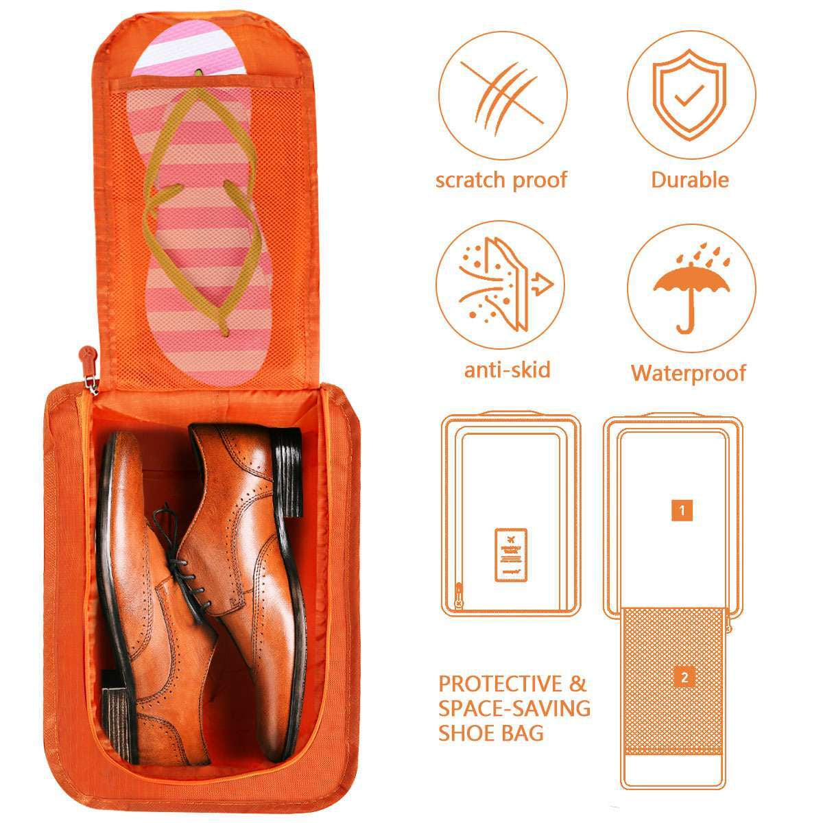 Golf Shoes Bag Zipped Sports Bag Shoe Carrying Case Breathable W/ Top-Handle