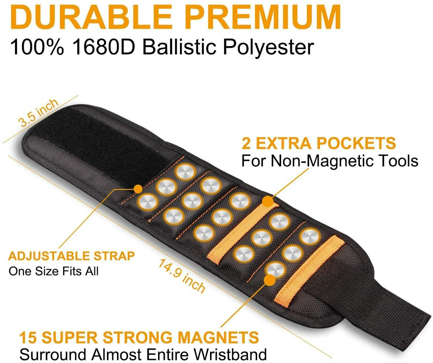 Magnetic Wristband Strong Magnets for Holding Wrench Screw Nail Bit DIY Handyman