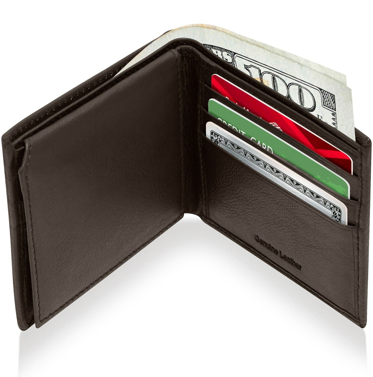 Genuine Leather RFID Blocking Bifold Wallet for Men Slim Mens Wallet Minimalist