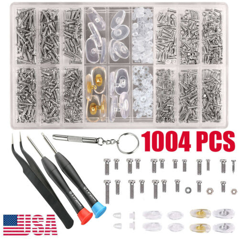 1004 Tiny Screws Nut Screwdriver Watch Eyeglass Sun Glasses Repair Tool Set Kit