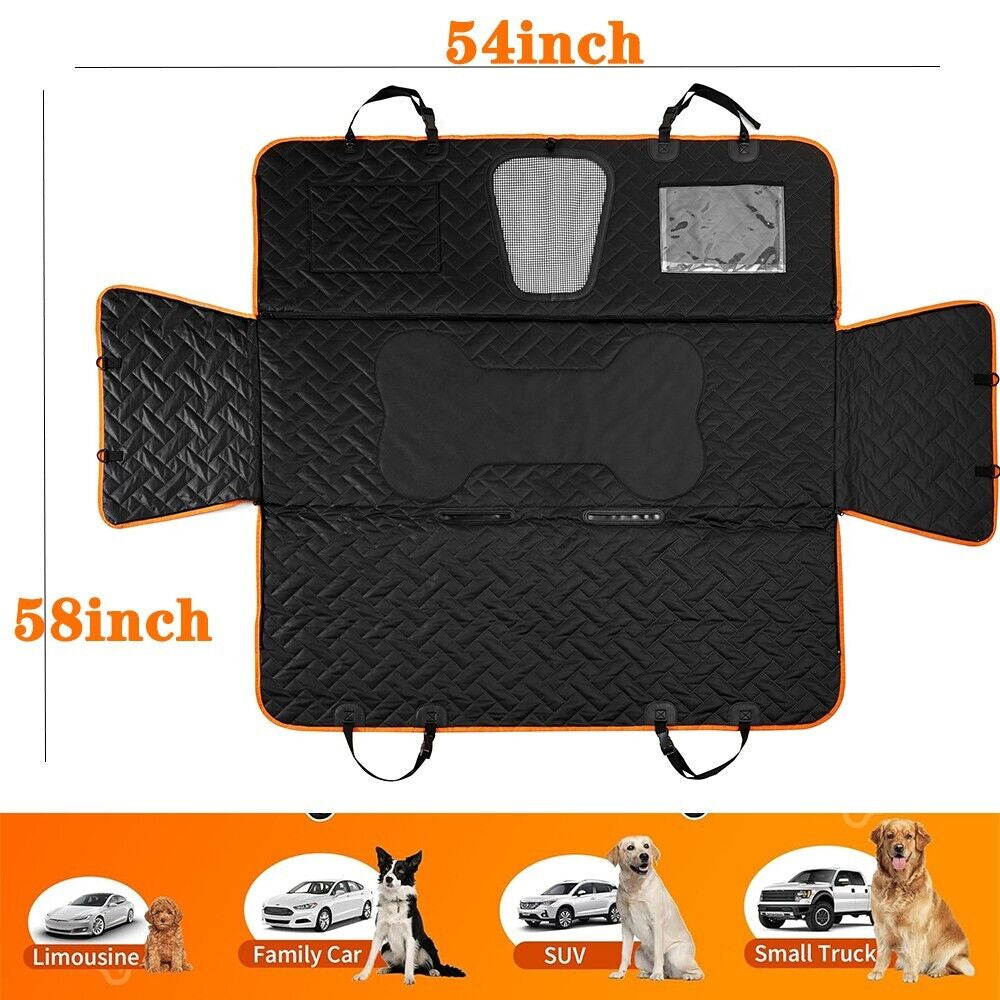 Durable Waterproof Dog Hammock Car Seat Cover – Back Seat Protector for Trucks & SUVs with Free Pet Seatbelt