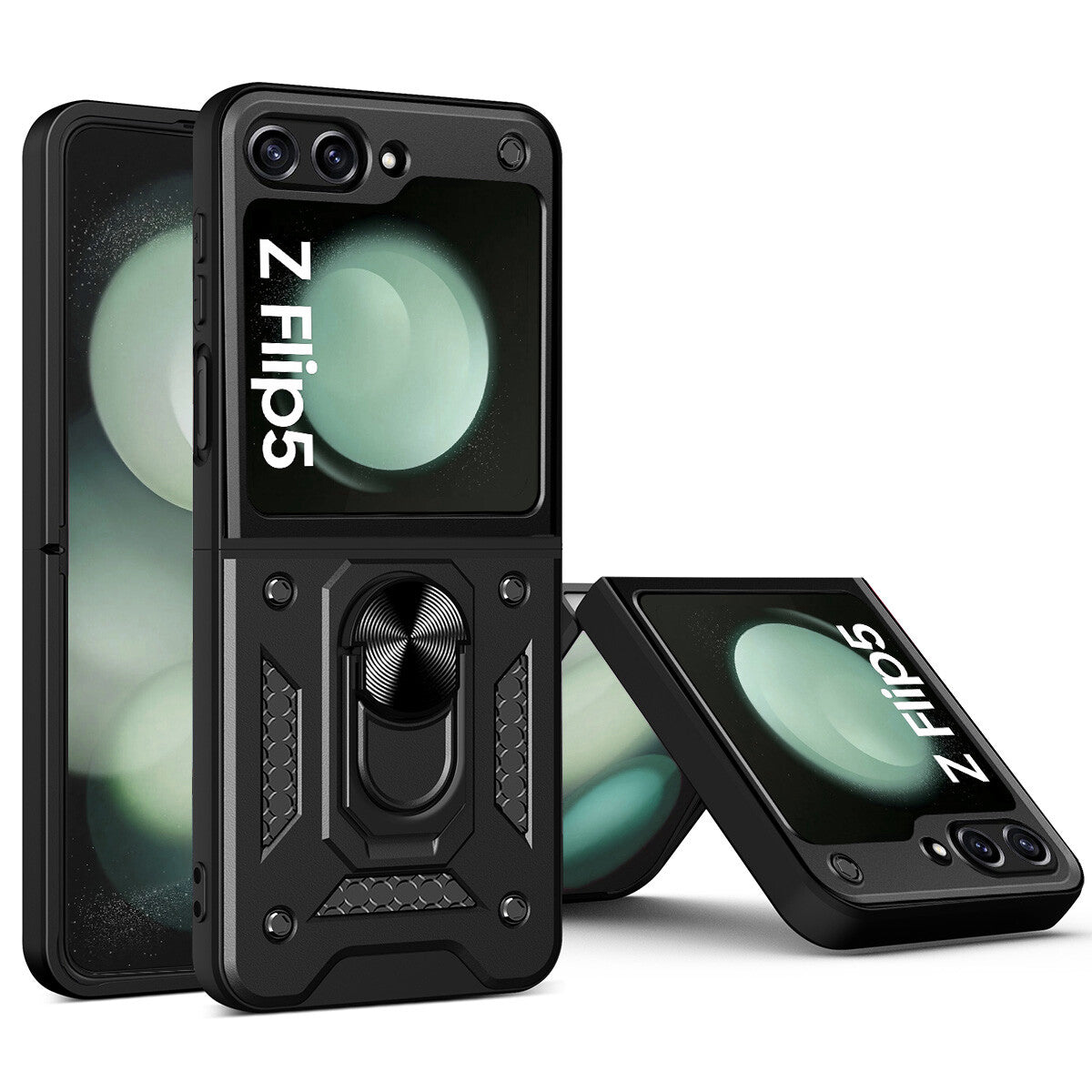 Shockproof Case For Samsung Galaxy Z Flip6 Flip5 4 Case Shockproof Stand Slide Camera Ring Cover
