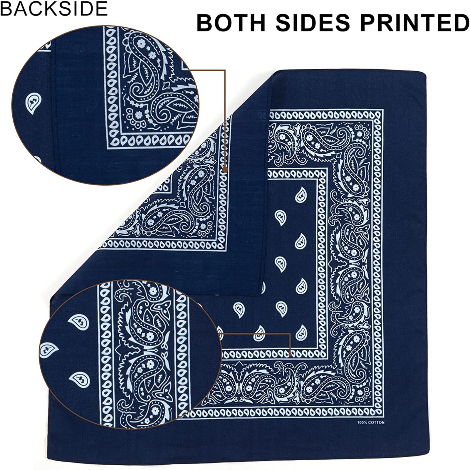 Bandana 100% Cotton Paisley Print Scarf Head Wrap Neck Headband for Men & Women