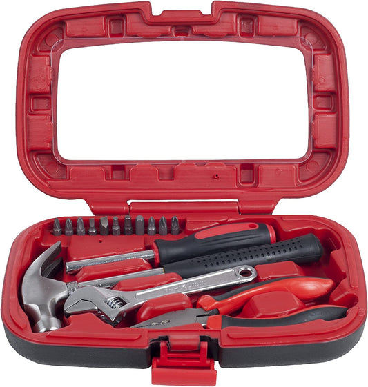 15-Piece Tool Set Household Tool Kit with Hammer, Multi-Bit Screwdriver Set, Pliers, Wrench- Tools and Equipment for DIY