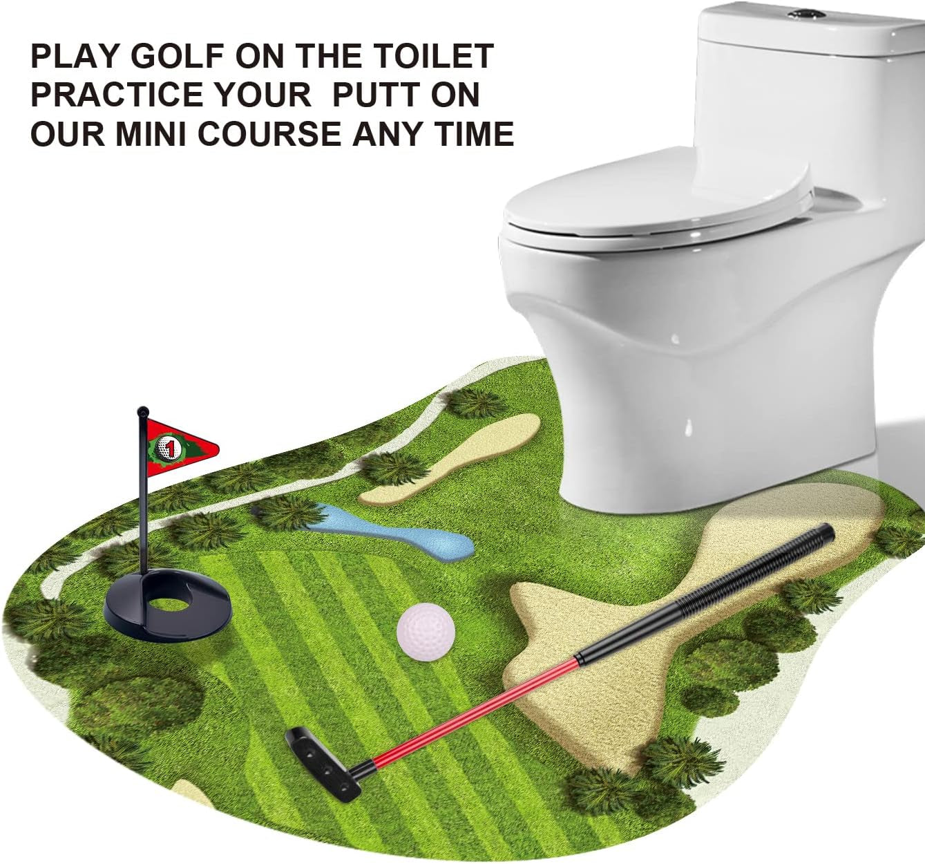 Dad Gifts Funny Gifts Toilet Golf Game Practice Mini Golf in Any Restroom/Bathroom