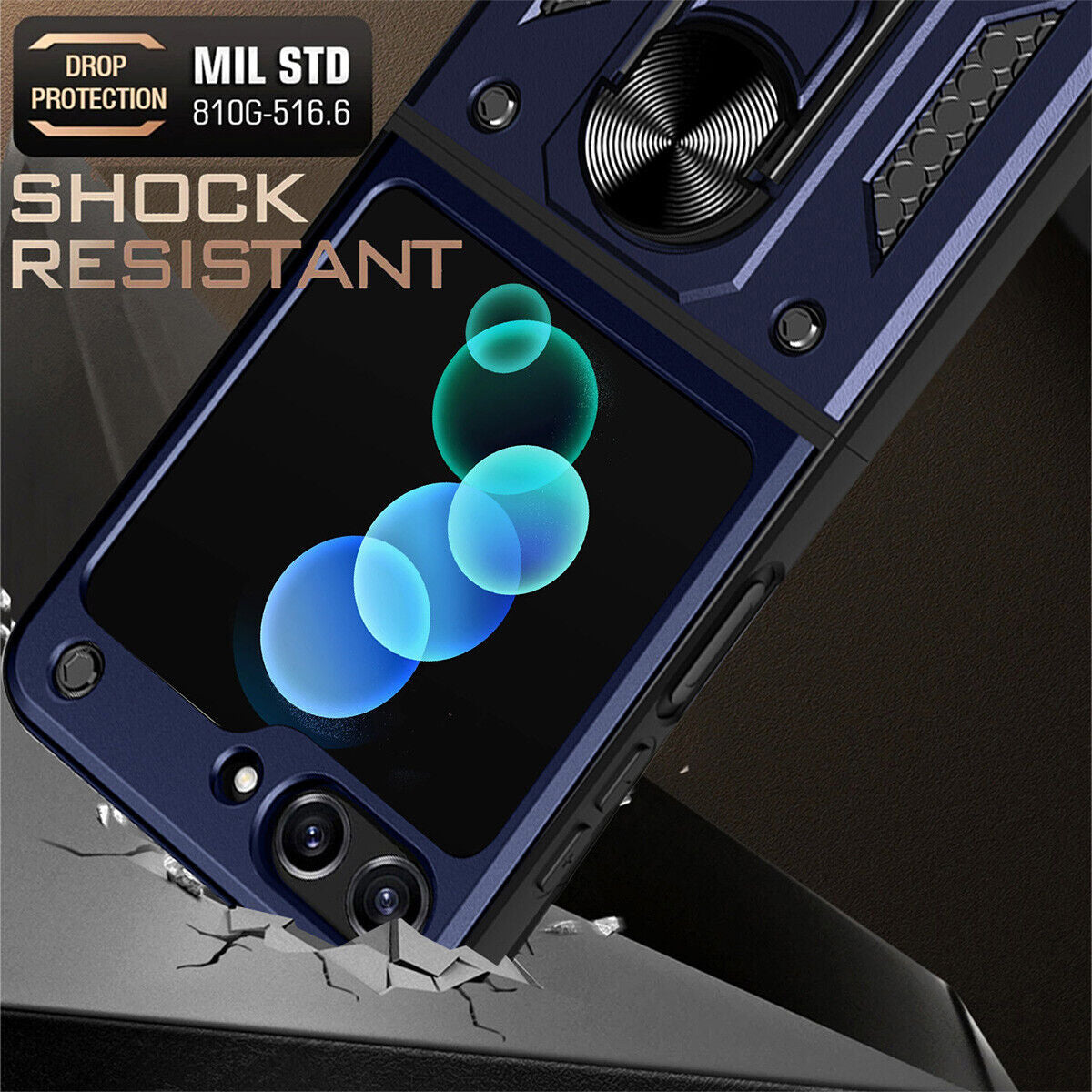 Shockproof Case For Samsung Galaxy Z Flip6 Flip5 4 Case Shockproof Stand Slide Camera Ring Cover