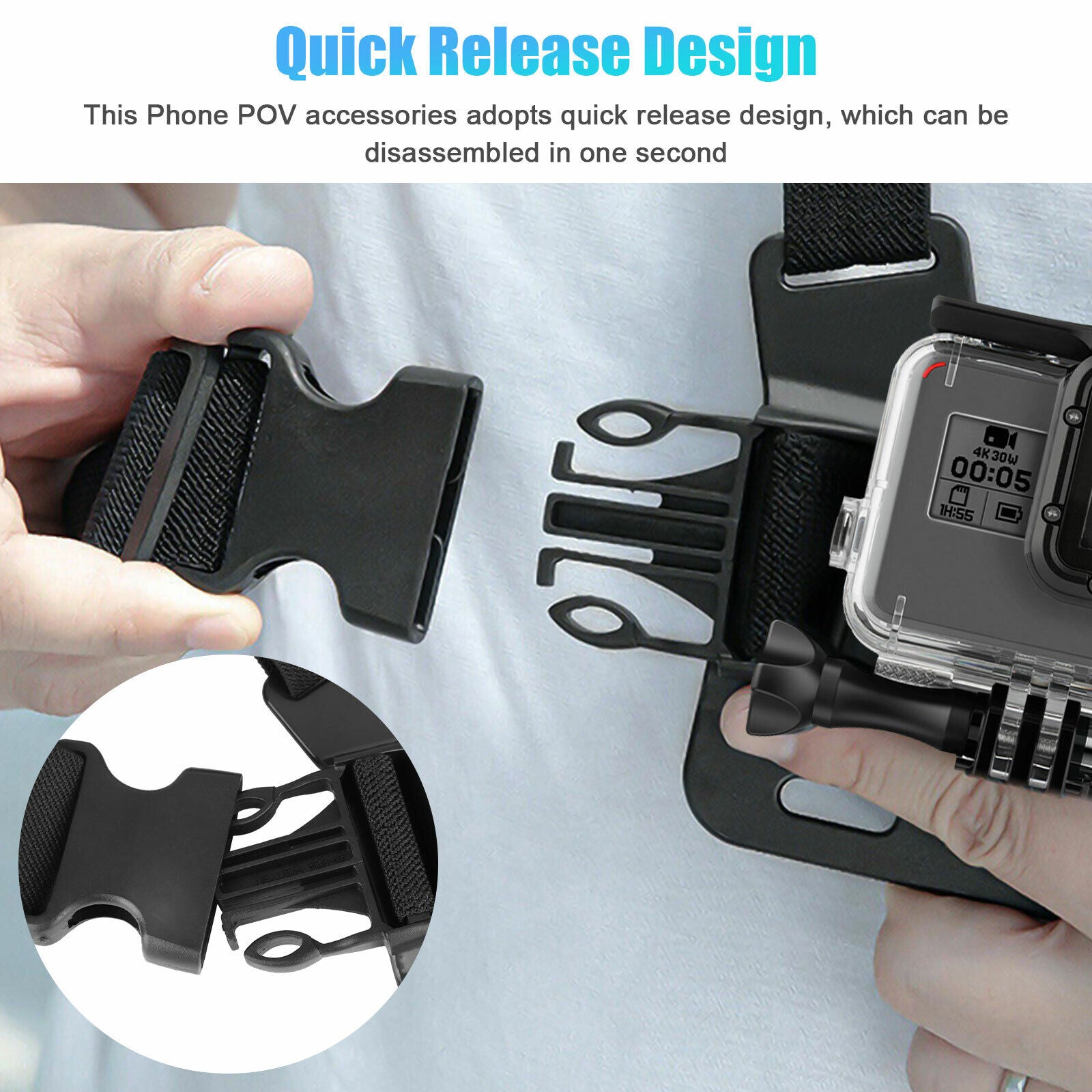 Chest Harness Phone Holder Body Strap Mount Accessories Adjustable for Iphone Gopro Android