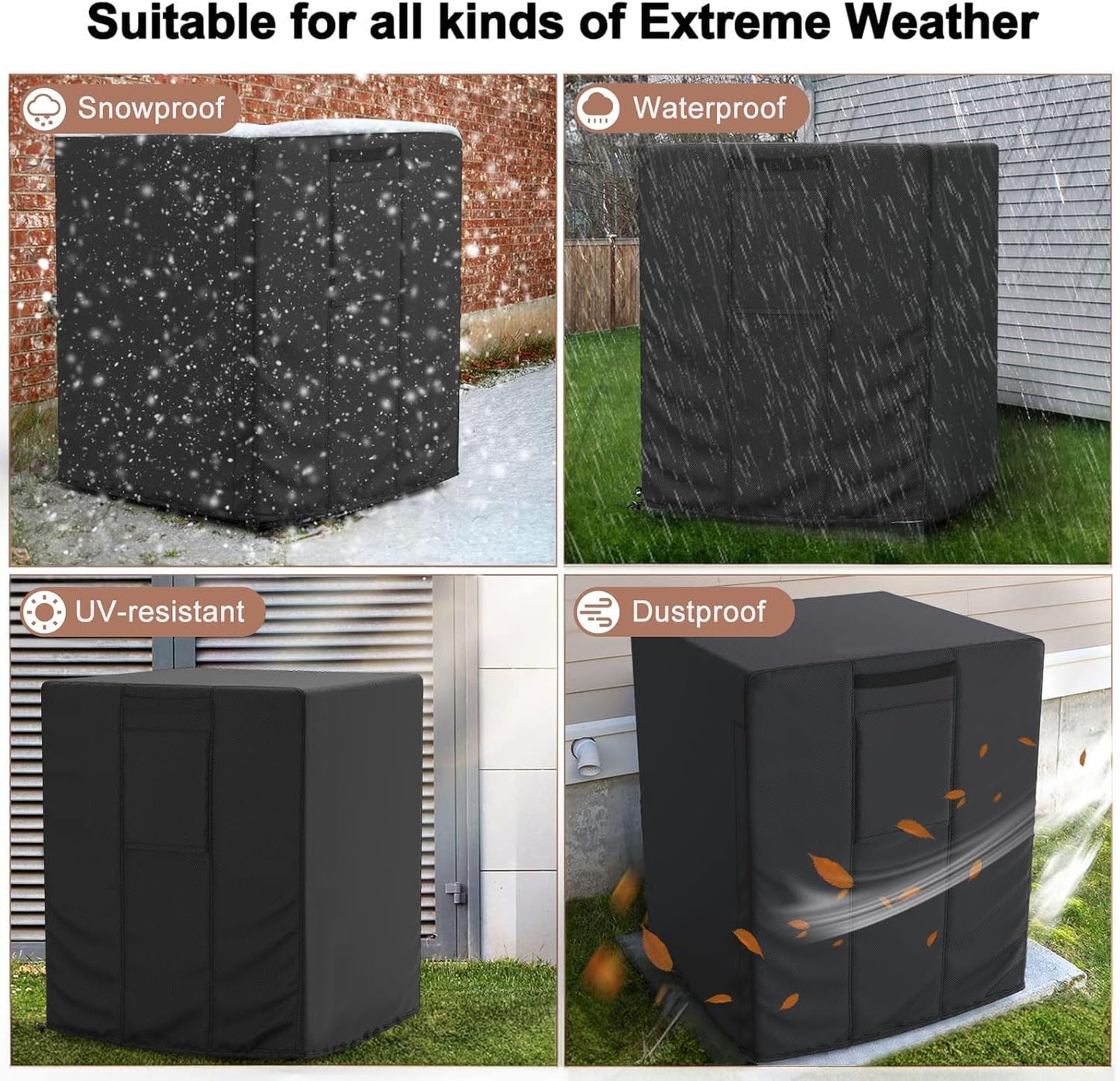 Heavy Duty AC Unit Cover for Outdoor Large Air Conditioner Cover for Outside Units Waterproof (24"X24"X30")