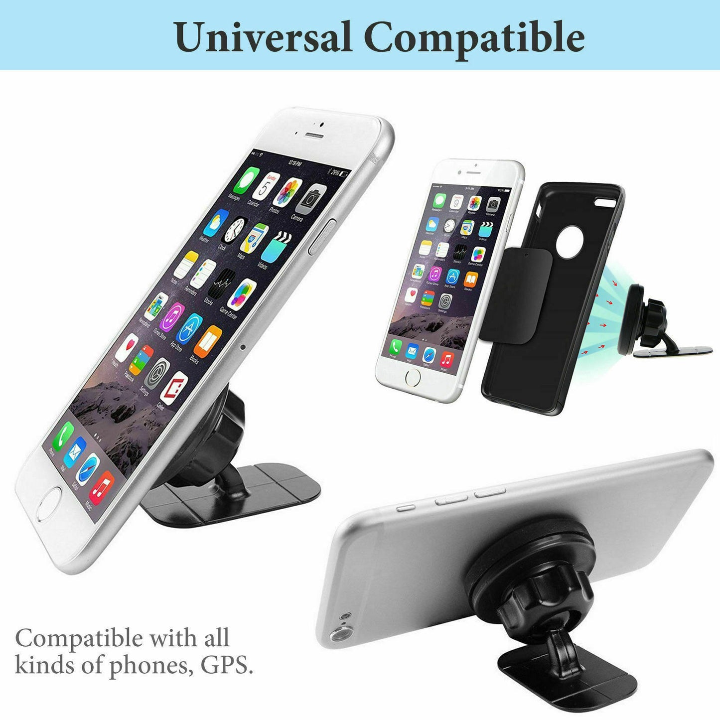 Universal 360° Magnetic Car Mount Cell Phone Holder Stand Dashboard for Iphone