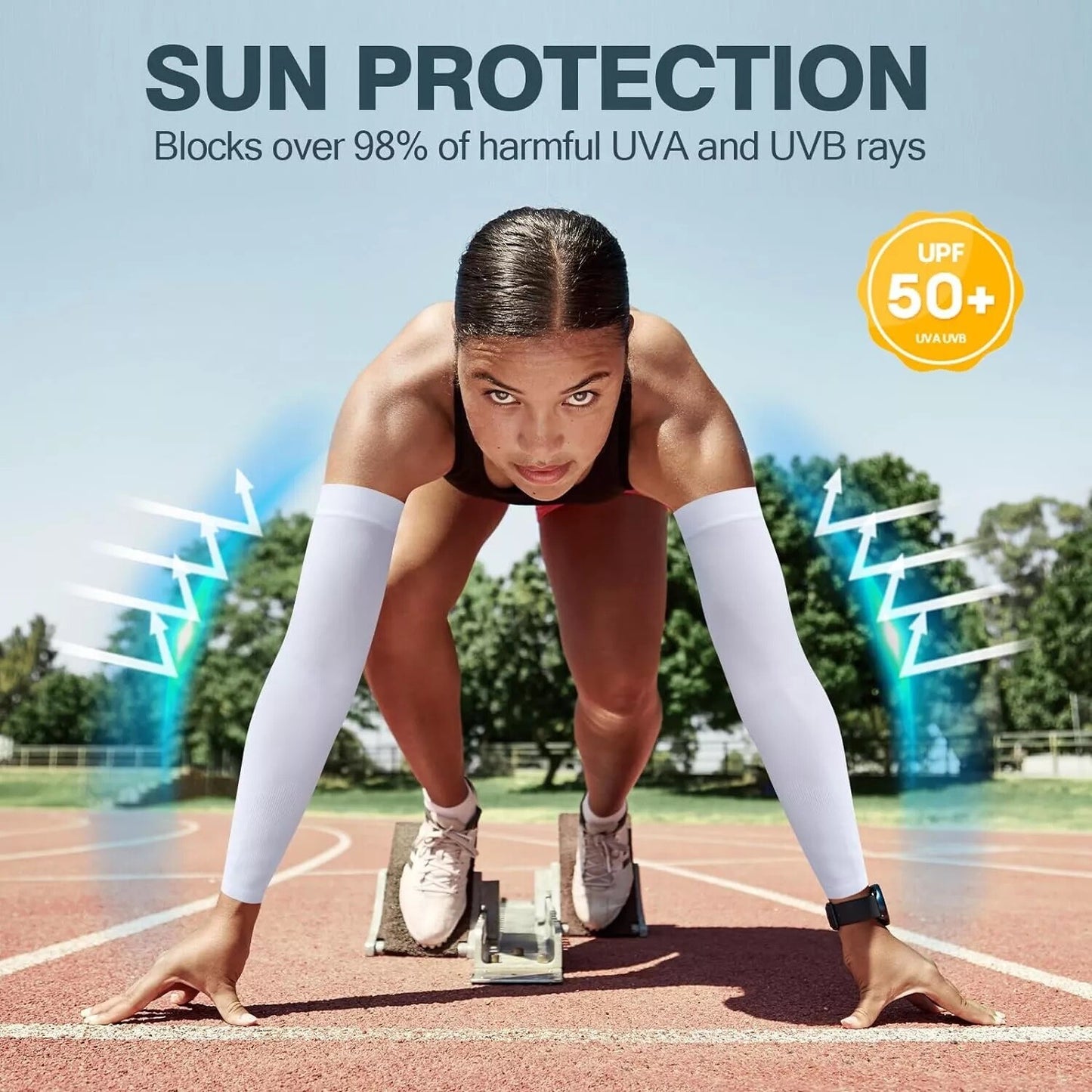 Men Women Cooling Arm Sleeves Compression Cover UV Sun Protection Sports Outdoor