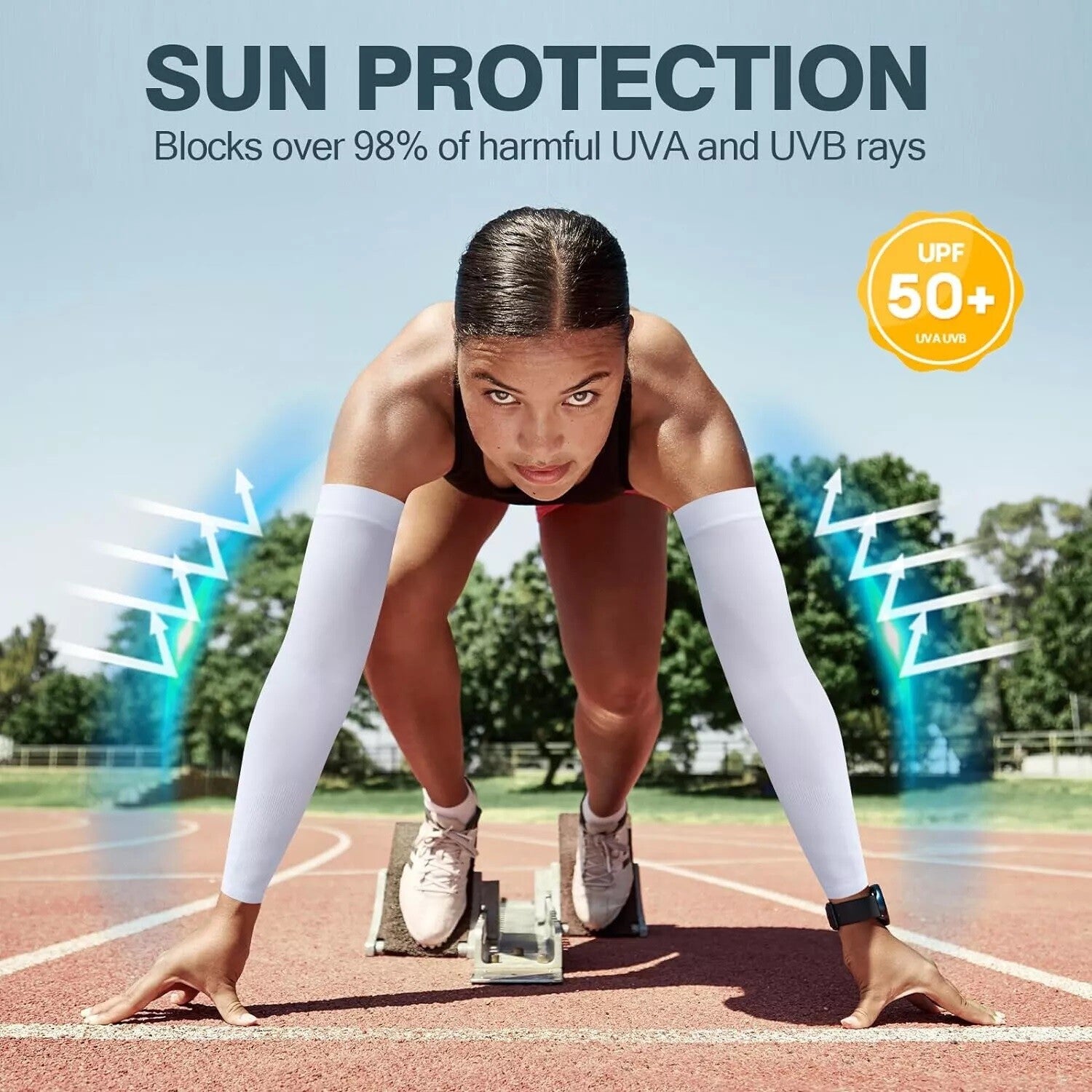 Men Women Cooling Arm Sleeves Compression Cover UV Sun Protection Sports Outdoor