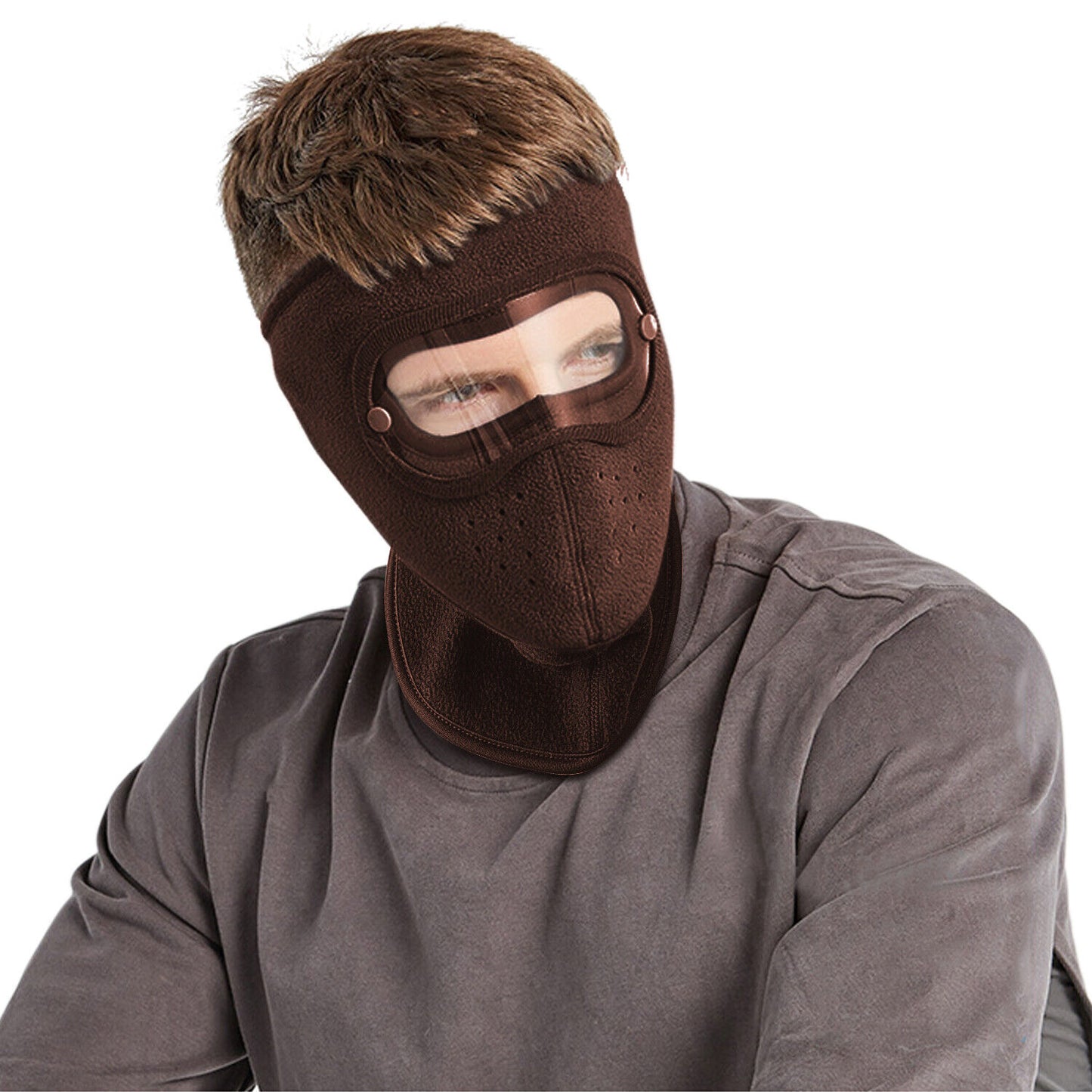 Fleece Warm Winter Balaclava Face Mask with Anti-Fog Goggles Windproof Skull Cap