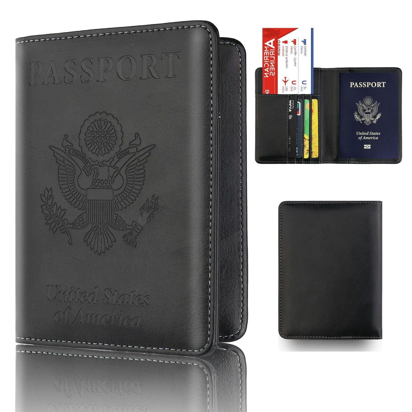 Wallet Holder Slim Leather Travel Passport RFID Blocking ID Card Case Cover 
