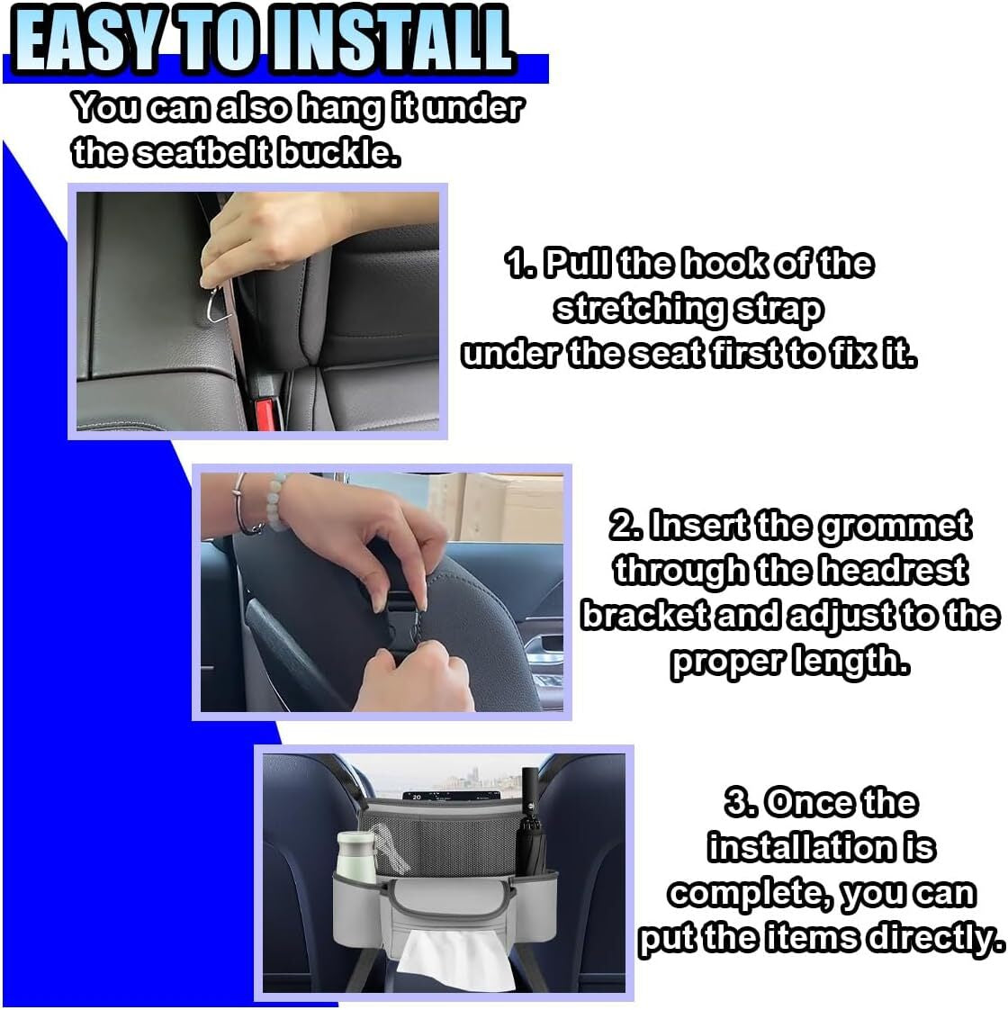 Back Seat Organizer Interior Accessories Car Storage Bag Leather Multi-Pocket