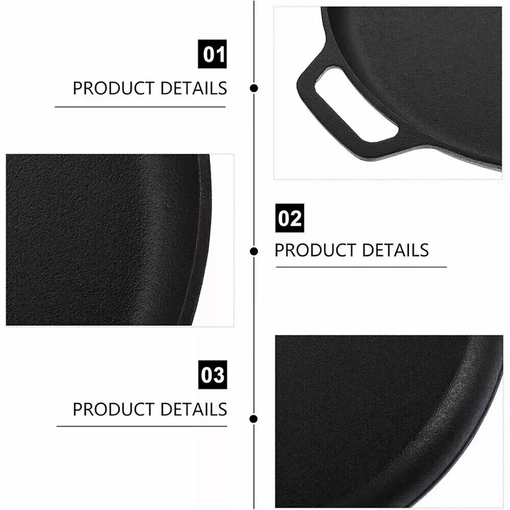 11'' Cast Iron Pizza Pan Kit Skillet Kitchen Cookware Frying Baking Cooking US
