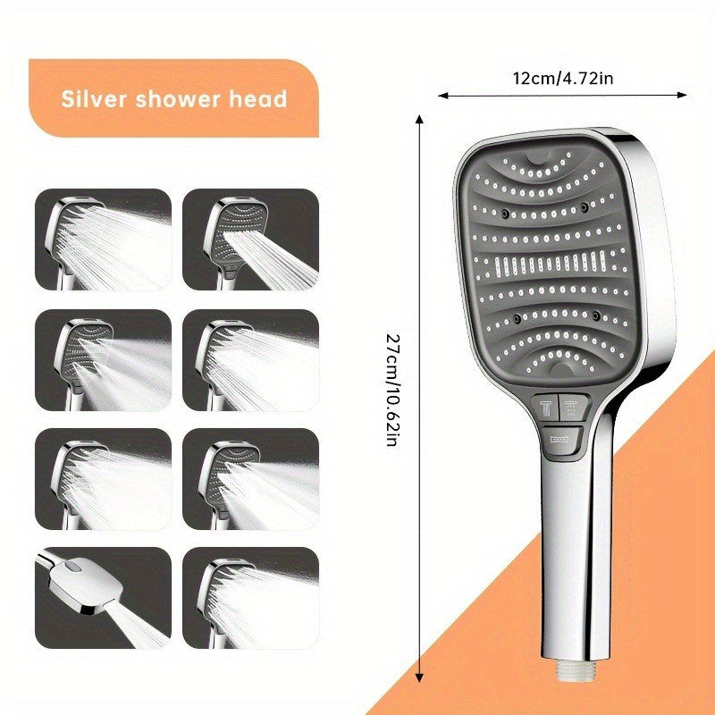 High Pressure Shower Head 8 Settings Handheld Shower Spray with 5 FT Hose+Holder