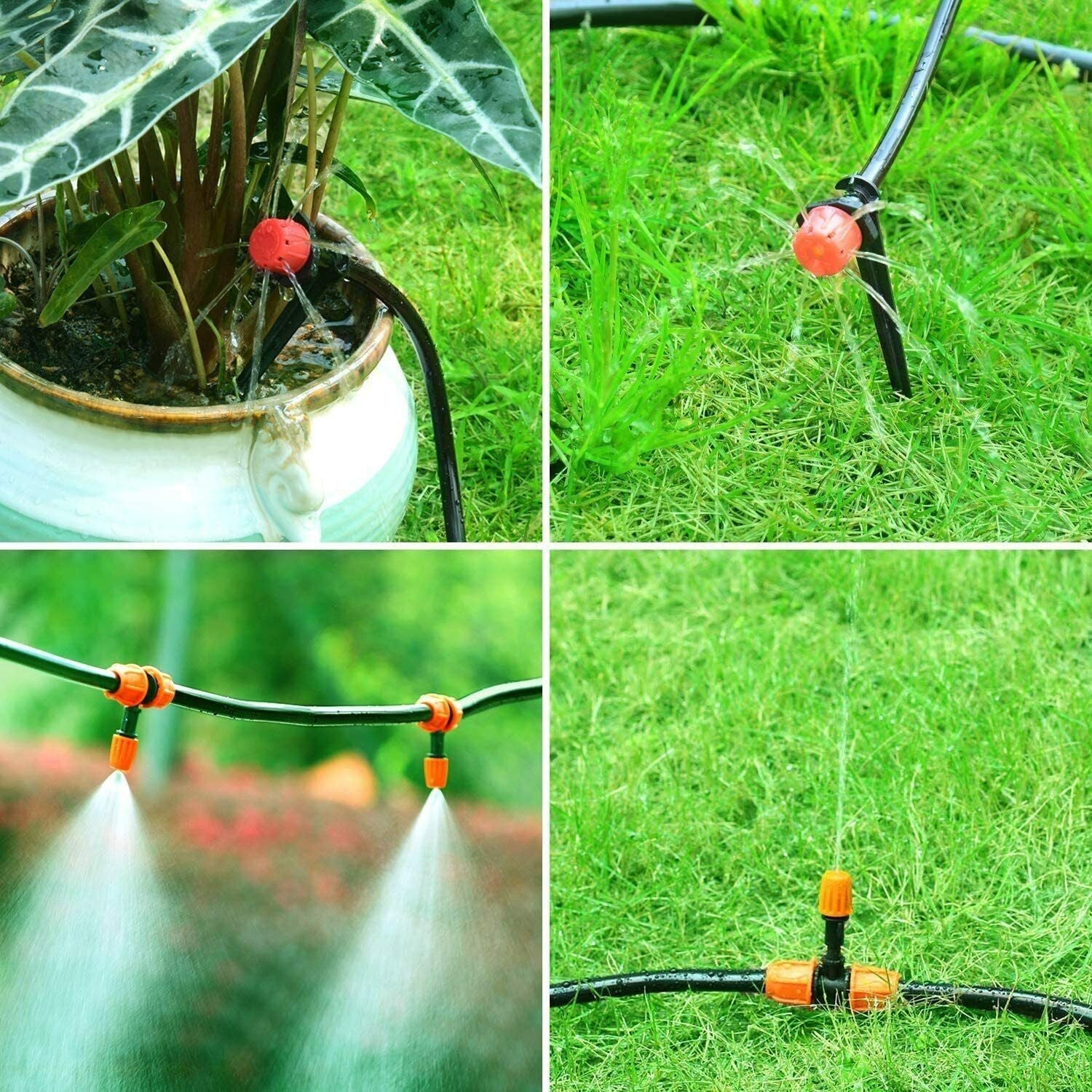Drip Irrigation System Plant Timer Self Garden Watering Spray Hose Kit 100Ft/30M