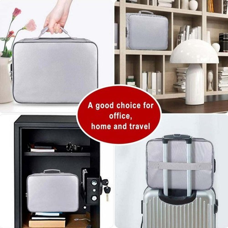 2000℉ Large Fireproof Document Box with Lock File Storage Waterproof Safe Bag
