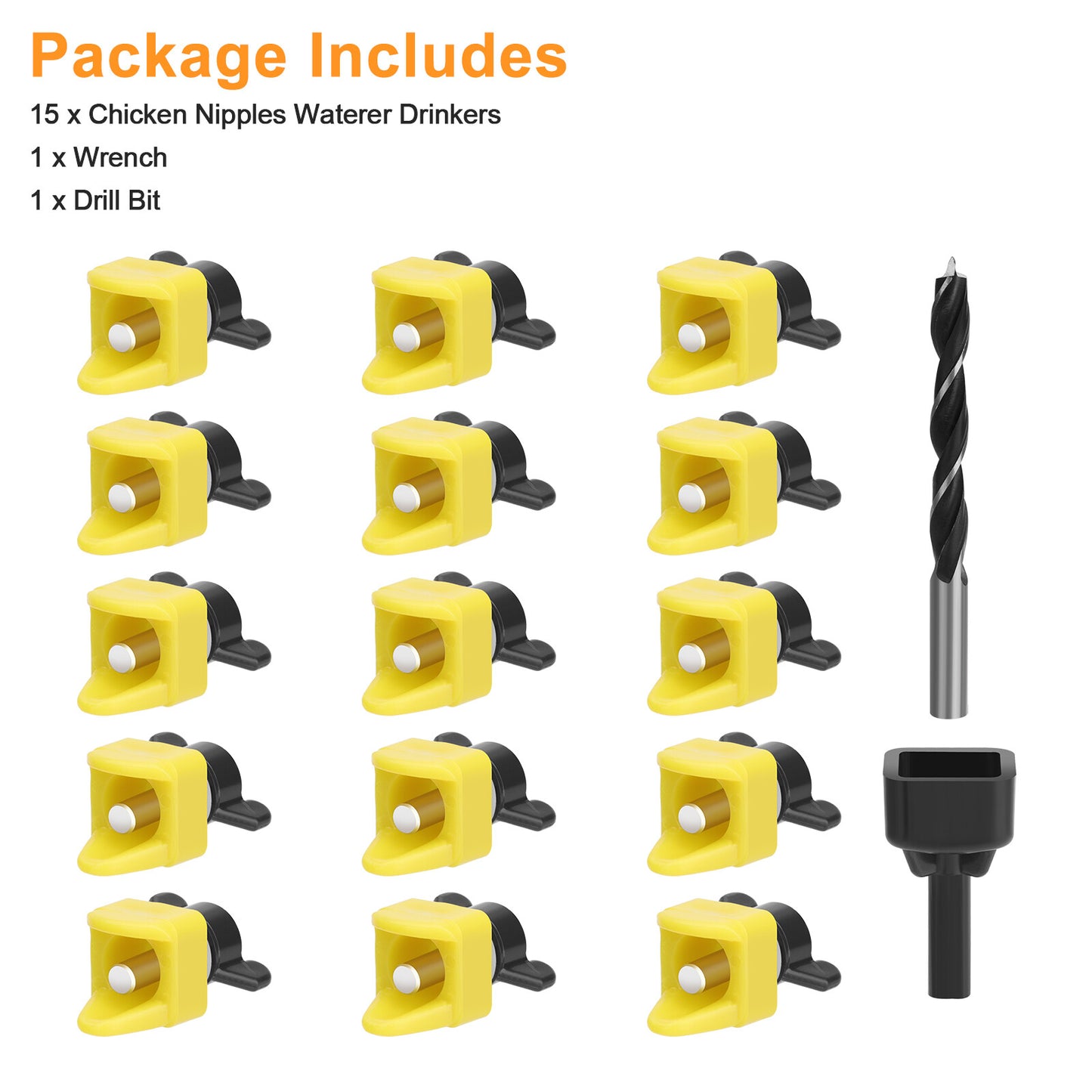 15Pcs Automatic Chicken Water Nipples Easy to Install Horizontal Poultry Waterer
