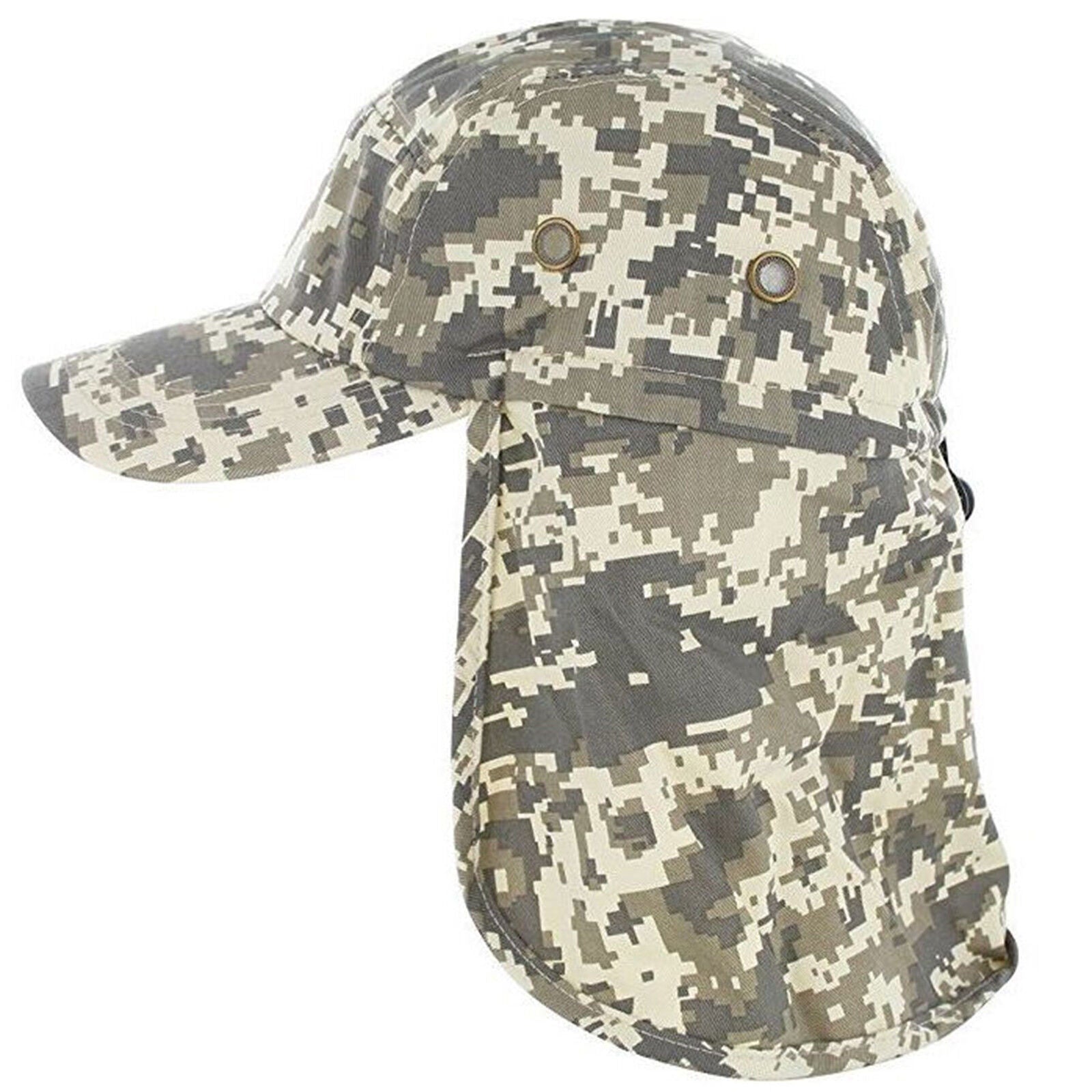 Baseball Cap Camping Boonie Fishing Ear Flap Sun Neck Cover Visor Camo Army Hat