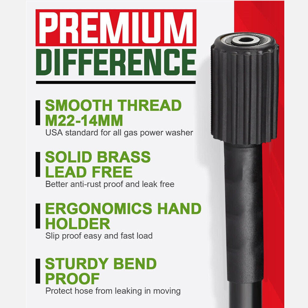 50FT High-Pressure Power Washer Hose – 5800 PSI M22 14mm Extension Replacement Hose for Pressure Washers