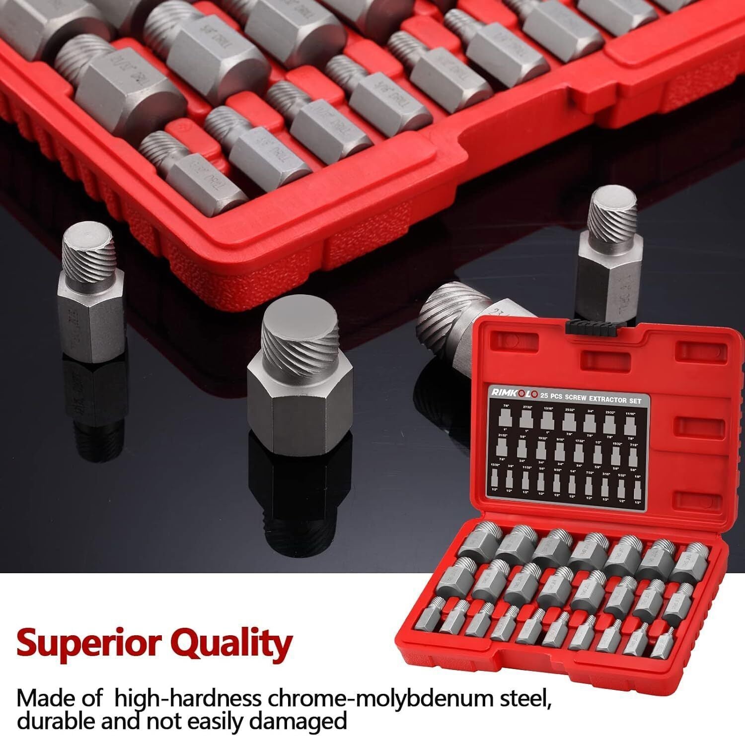 25PCS Multi-Spline Screw Extractor Set Hex Head Bit Socket Wrench Bolt Remover