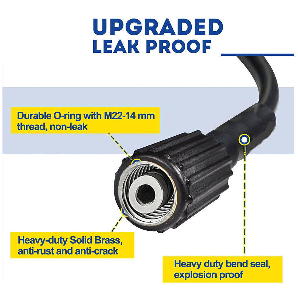 50FT High-Pressure Power Washer Hose – 5800 PSI M22 14mm Extension Replacement Hose for Pressure Washers