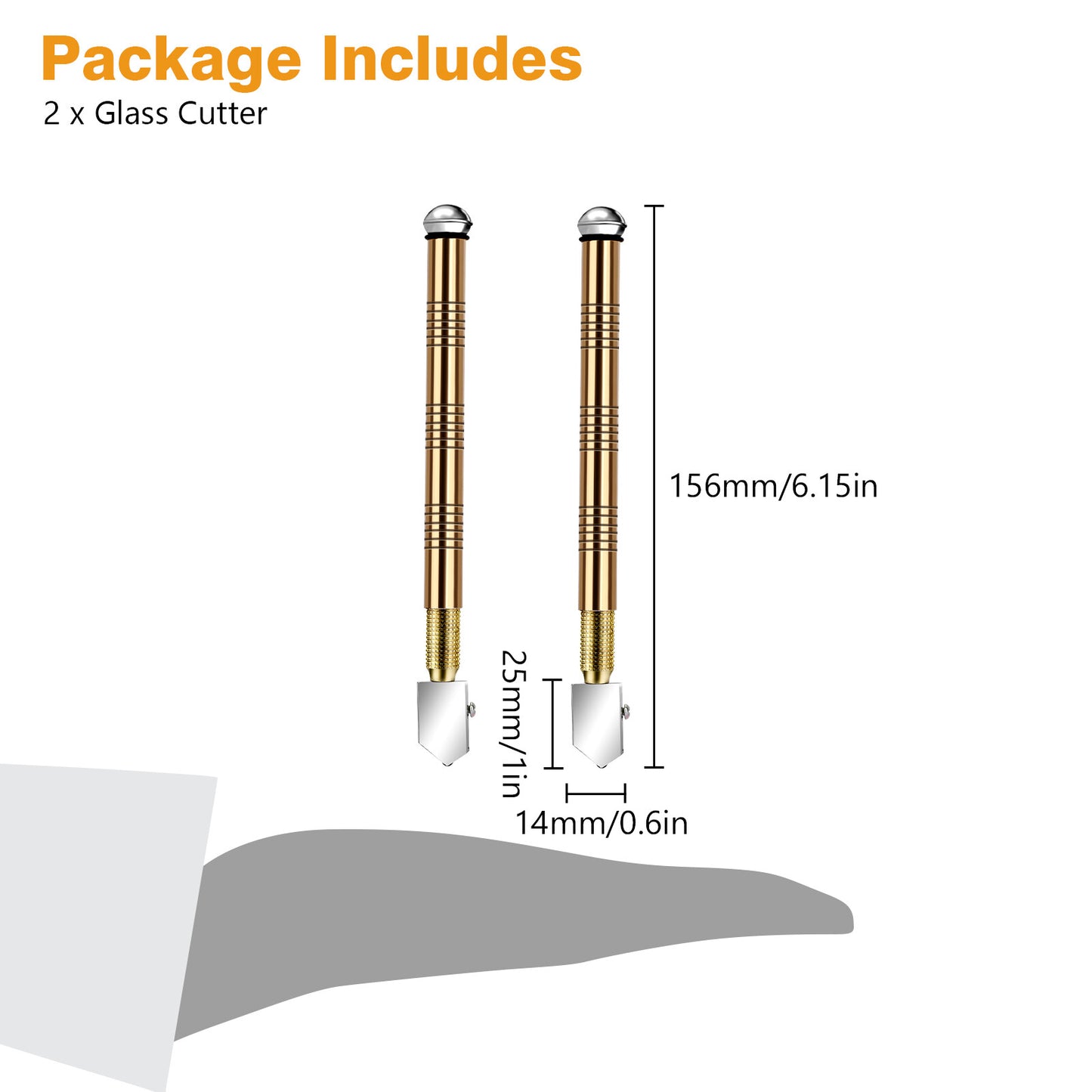 2Pcs Professional Glass Cutter Metal Carbide Precision Anti-Skid Cutting Tools